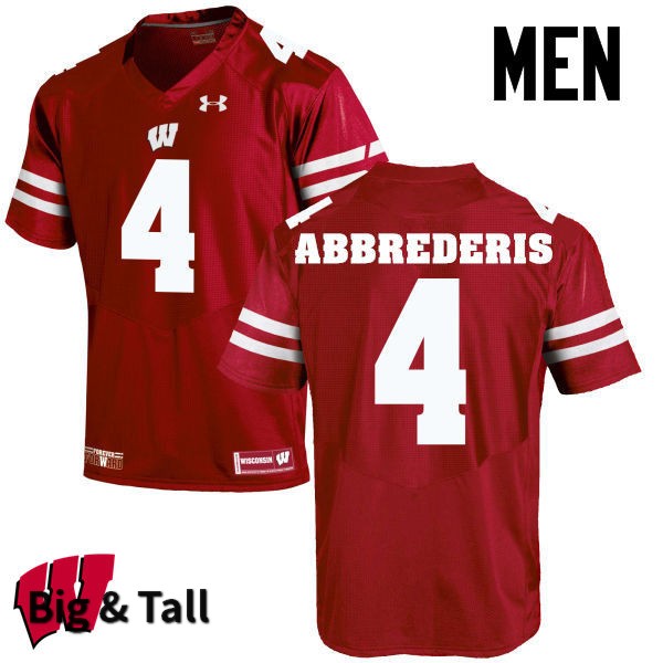 Wisconsin Badgers Men's #4 Jared Abbrederis NCAA Under Armour Authentic Red Big & Tall College Stitched Football Jersey OP40W38QI
